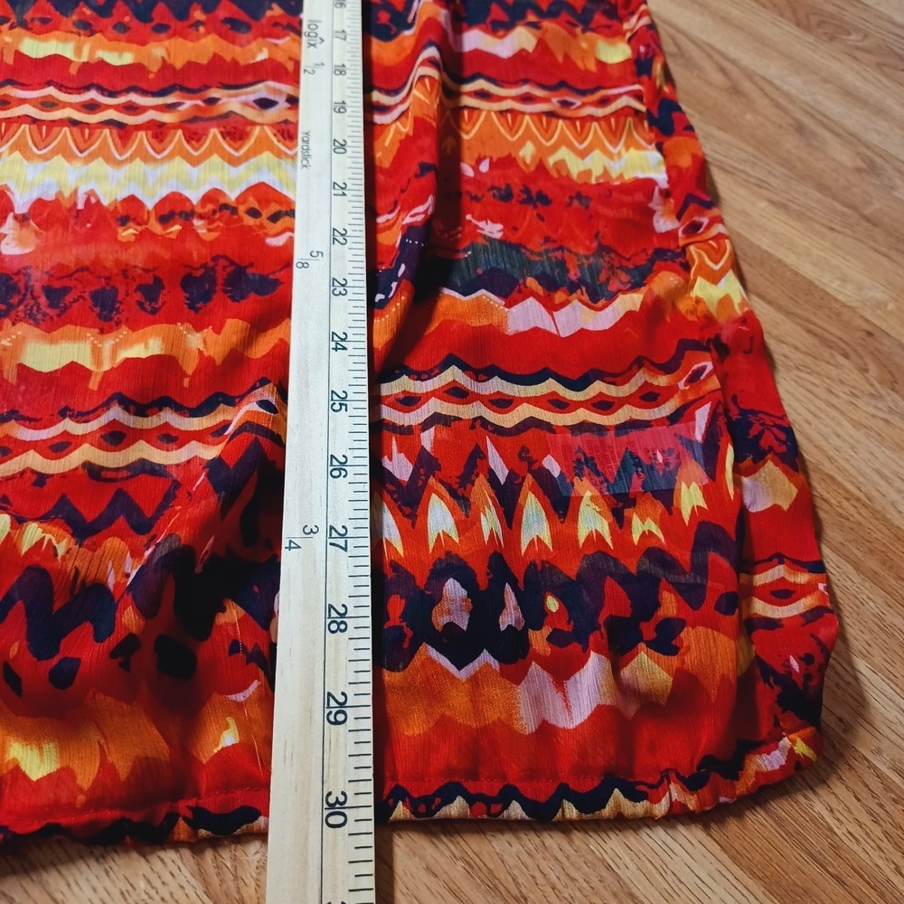 Maurices Women's Peasant Blouse Size 2XL Red Yellow Short Sleeve Tie Top Boho - Picture 10 of 11